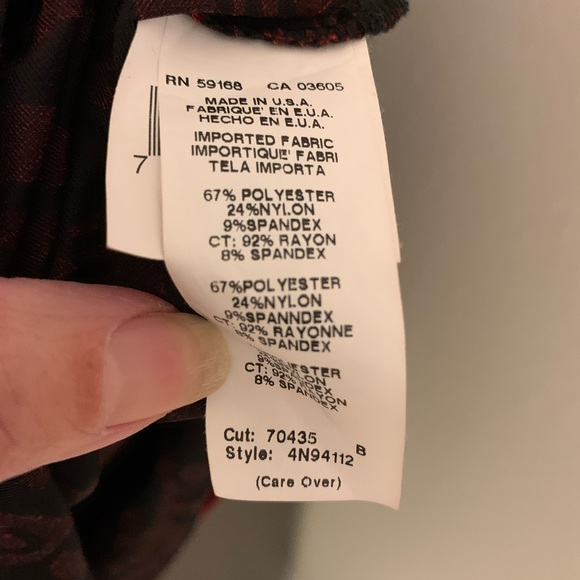 Karen Kane Top Sz L Red Velvet Floral Over Sheer Black Burnout - Picture 5 of 9